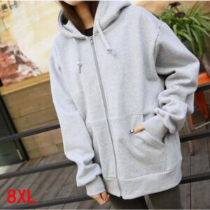 Large size women's hoodie plus size 5XL 6XL 7XL 8XL bust 139cm autumn and winter long sleeve loose large size sweatshirt jacket