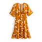 Aachoae Women V Neck Floral Print Mini Dresses 2020 A Line Short Sleeve Ruffle Vintage Dress Summer Boho Beach Sundress Vestido