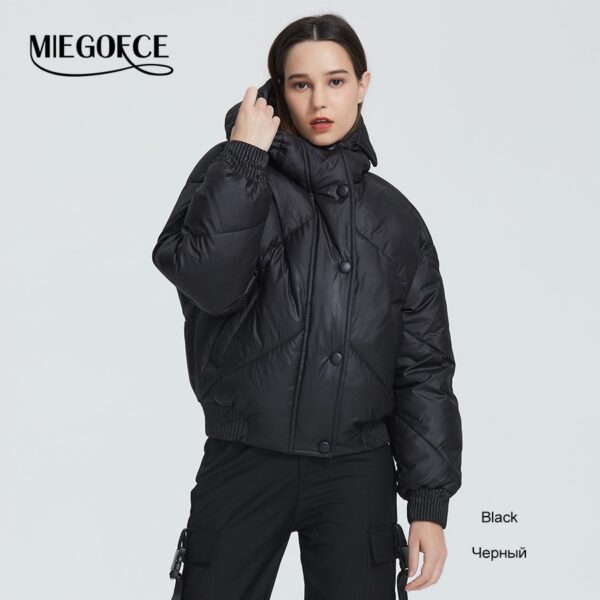 MIEGOFCE 2020 New Design Winter Coat Women's Jacket Insulated Cut Waist Length With Pockets Casual Parka Stand Collar Hooded