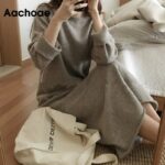 Aachoae-O-Neck-Knitted-Dress-Women-Batwing-Long-Sleeve-Basic-Casual-Straight-Dress-Soft-Home-Style-Lady-Long-Dresses-Vestidos