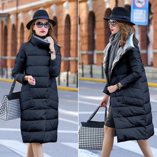 Duck Down Jacket Women Winter Long Thick Double Sided Plaid Coat Female Plus Size Warm Down Parka For Women Slim Clothes 2020