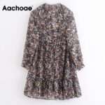 Aachoae-Summer-Boho-Floral-Print-Dress-Women-Lantern-Long-Sleeve-Pleated-Dresses-V-Neck-Beach-Mini-Dress-Female-Roupa-Feminina