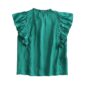 Aachoae Chic Women Green Ruffle Blouses 2020 Bow Tie Hollow Out Top Shirt Female Short Sleeve Solid Casual Blouse Blusas Mujer