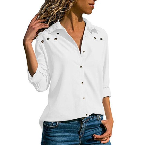 Aachoae Women Tops Blouses 2020 Spring Pure Long Sleeve Blouse Shirt Turn Down Collar Chiffon Blouse Office Shirts Blusas Camisa