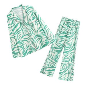 Aachoae Fashion Zebra Striped Print Sleepwear Set Women 2 Piece Pants Set Pijamas Casual Tops And Wide Leg Pants Female Homewear