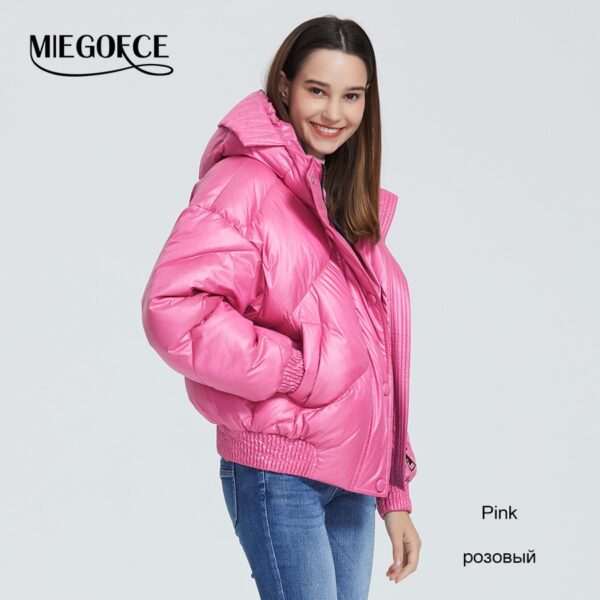 MIEGOFCE 2020 New Design Winter Coat Women's Jacket Insulated Cut Waist Length With Pockets Casual Parka Stand Collar Hooded