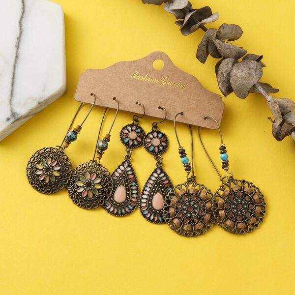 Vintage Elegant Natural Wood Beads Drop Earrings Set For Women Boho Round Hoop Long Tassel Hanging Earring 2020Wholesale Jewelry