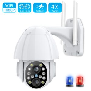 HD 1080P Dual-Lens PTZ Wifi Camera Outdoor Auto Tracking Cloud CCTV Home Security IP Camera 2MP 4X Zoom Audio Speed Dome Camera