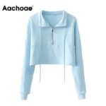 Aachoae-Casual-Solid-Hoodies-Women-Batwing-Long-Sleeve-Loose-Ladies-Tops-Zipper-Lace-Up-Short-Sweatshirts-Harajuku-Pullovers