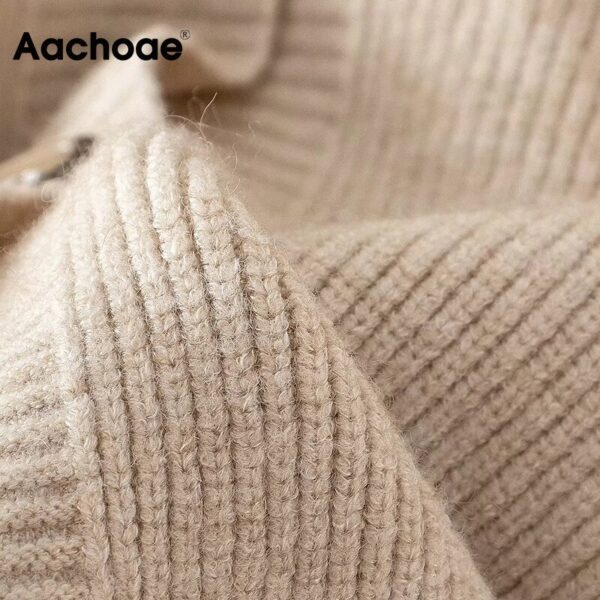 Aachoae Casual Elegant Women 2 Piece Set Knitted Long Sleeve Cardigan Sweater Set Ladies Wide Leg Pants Outfits Wool Tracksuits