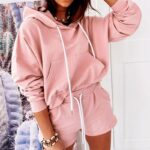 Aachoae-Casual-Solid-Set-Women-Summer-Autumn-Batwing-Long-Sleeve-Sports-Hooded-Hoodies-And-Loose-Home-Lady-Shorts-Outfit