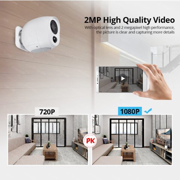 Fuers Outdoor IP Camera 1080p HD Battery WiFi Wireless Surveillance Camera 2MP Home Security PIR Alarm Audio Low Power