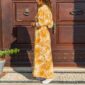 Aachoae Women Print Long Dress 2020 Spring Long Sleeve Buttons Split Dress Casual Turn-down Neck Ladies Sashes Shirt Dresses