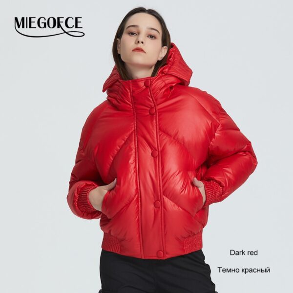 MIEGOFCE 2020 New Design Winter Coat Women's Jacket Insulated Cut Waist Length With Pockets Casual Parka Stand Collar Hooded