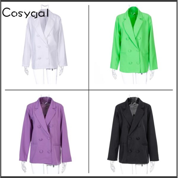 COSYGAL 2019 Double Breasted Notched Sexy Jacket Long Sleeve Winter Autumn Long Blazer Women Office Night Out Jacket Female Coat