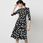 Aachoae-2020-Spring-Polka-Dot-Dress-Women-Vintage-Three-Quarter-Sleeve-Office-Casual-Dress-O-Neck-Ladies-Long-Pleated-Dresses