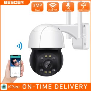 BESDER 3MP PTZ WiFi Outdoor 4X Digital Zoom Speed Dome Mini IP Camera Security Camera 2MP AI Human Detection DIY Alarm VoiceCCTV