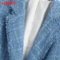 Tangada 2020 autumn winter women vintage blue blazer female long sleeve elegant jacket ladies thick blazer formal suits BE732