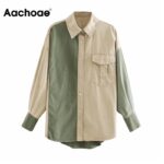 Aachoae-2020-Autumn-Women-Shirt-Jakcet-Coat-Boyfriend-Patchwork-Jacket-Loose-Long-Sleeve-Cotton-Coat-Ladies-Streetwear-Tops