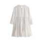 Aachoae 2020 Women Casual Pleated Mini Dresses Spring O Neck Elegant White Dress Three Quarter Sleeve Solid Loose Dress Vestidos