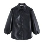 Aachoae-Vintage-Black-PU-Faux-Leather-Blouse-Shirt-Women-2020-Turn-Down-Collar-Lantern-Sleeve-Shirt-Streetwear-Blouse-Top-Blusas