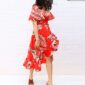 Aachoae Women Floral Print Long Dress Boho Style Summer Beach Dress Short Sleeve Elegant Dress Sundress Vestidos