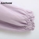 Aachoae-Fashion-Solid-Blouse-Women-Batwing-Long-Sleeve-Loose-Shirt-Notched-Neck-Elastic-Waist-Retro-Short-Blouses-Tops-Blusas