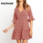 Aachoae-Casual-V-Neck-Summer-Mini-Dress-Women-Floral-Print-Elegant-Ruffle-Short-Sleeve-Dresses-Vintage-A-Line-Sashes-Dress-Robes