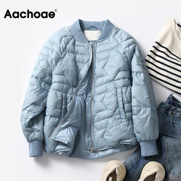 Aachoae Fashion 2020 Women Winter Parka Solid Long Sleeve Cotton Padded Jacket Coat Female Thick Warm Chic Ladies Outerwear
