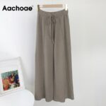 Aachoae-Solid-Knitted-Wide-Leg-Pants-Women-Drawsrting-Pleated-Loose-Home-Style-Pants-Lady-High-Waist-Casual-Office-Trousers