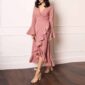 Aachoae Elegant V Neck Polka Dot Women Maxi Dress 2020 Flare Sleeve Wrap Split Party Dress Long Ruffle Casual Dresses Robe Femme