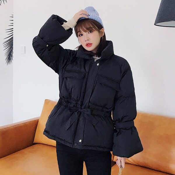 Women winter jackets parkas 2020 Fashion Thick warm Lantern sleeve tops jackets Slim solid sweet jackets for female