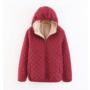 Women Autumn Winter Parkas Coat Jackets Female Lamb Hooded Plaid Long Sleeve Warm Winter Jacket Plus Size S~3XL casaco feminino