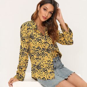 Aachoae Printed Blouse Women 2020 Turn-down Collar Office Blouse Long Sleeve Ladies Elegant Shirts Casual Loose Tops Plus Size