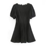 Aachoae-Women-Lace-Patchwork-Black-Mini-Dresses-Summer-Short-Sleeve-Solid-Casual-Dress-Female-Sexy-V-Neck-A-Line-Party-Dress