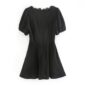 Aachoae Women Lace Patchwork Black Mini Dresses Summer Short Sleeve Solid Casual Dress Female Sexy V Neck A Line Party Dress