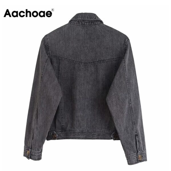 Aachoae Women Cotton Gray Denim Skirt And Jacket Set 2020 High Street Pockets Coat Set High Wasit Sashes Split Skirt Outfit