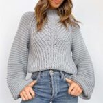 Aachoae-2020-Fashion-Lantern-Long-Sleeve-Gray-Sweater-Women-Solid-Stripe-Knitted-Sweaters-Loose-Stylish-Lady-Pullover-Sweater
