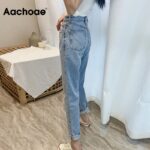 Aachoae-Women-Full-Length-Chic-Holes-Jeans-Retro-Ripped-Pencil-Pants-Lady-Zipper-Fly-Light-Blue-Color-Trousers-Femme-Pantalon