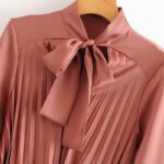 Aachoae-Elegant-Pleated-Pink-Dress-Women-Bow-Tie-Collar-Stylish-Mini-Dresses-With-Snake-Belt-2020-Ladies-A-Line-Chic-Party-Dress