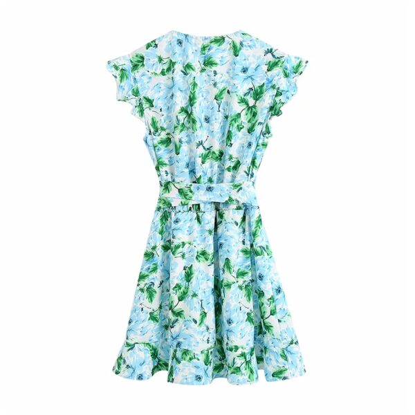 Aachoae Summer Bohemian Floral Print Dress 2020 Ruffle V Neck Mini Dress Sundress Sleeveless Bandage Beach Dresses Ropa De Mujer