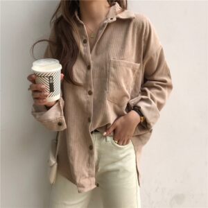 Vintage Corduroy Jackets Women Winter Autumn Coats Plus Size Single-breasted Harajuku Overcoats Jackets Loose Solid Outerwear