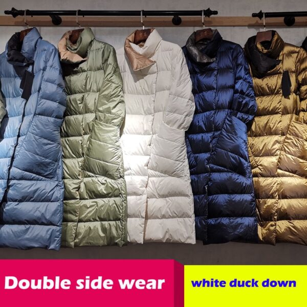 2020 Winter Duck Down Jacket For Women White Duck Down Coat Double Side Wear Snow Long Parkas Warm Femal Outwear Brand Clothing
