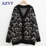 AZYT-Autumn-Winter-New-Comic-V-neck-Cardigan-Female-Jacket-2020-Knitwear-Sweater-Coat-Casual-Knit-Jacket-Sweater-For-Women