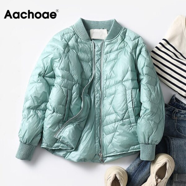 Aachoae Fashion 2020 Women Winter Parka Solid Long Sleeve Cotton Padded Jacket Coat Female Thick Warm Chic Ladies Outerwear
