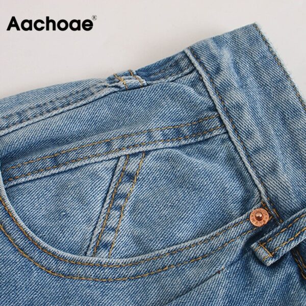 Aachoae Casual Women Slouchy Jeans Pleated Loose Harem Pants Lady Zipper Fly Office Basic Denim Long Trousers Solid Jeans Mujer