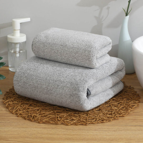 2pcs/set Bath Towel Set Solid Color Large Thick Bath Towel Bathroom Hand Face Shower Towels Home For Adults Kids