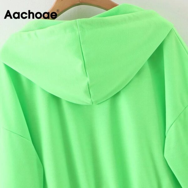 Aachoae Fashion Hoodies Women Zipper Hooded Sweatshirt Solid Batwing Long Sleeve Casual Crop Top Green Sweatshirt Woman Outwear