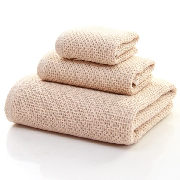3-Pieces/Set Honeycomb Thin Cotton Towel Set Summer Bathroom Towels Small Face Hand Towel Brown Grey Absorbent Washcloth