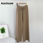 Aachoae-2020-Lady-Solid-Knit-Pants-Loose-Wide-Leg-Long-Length-Pants-Female-Drawstring-Casual-Office-Home-Wear-Trousers-Pantalon